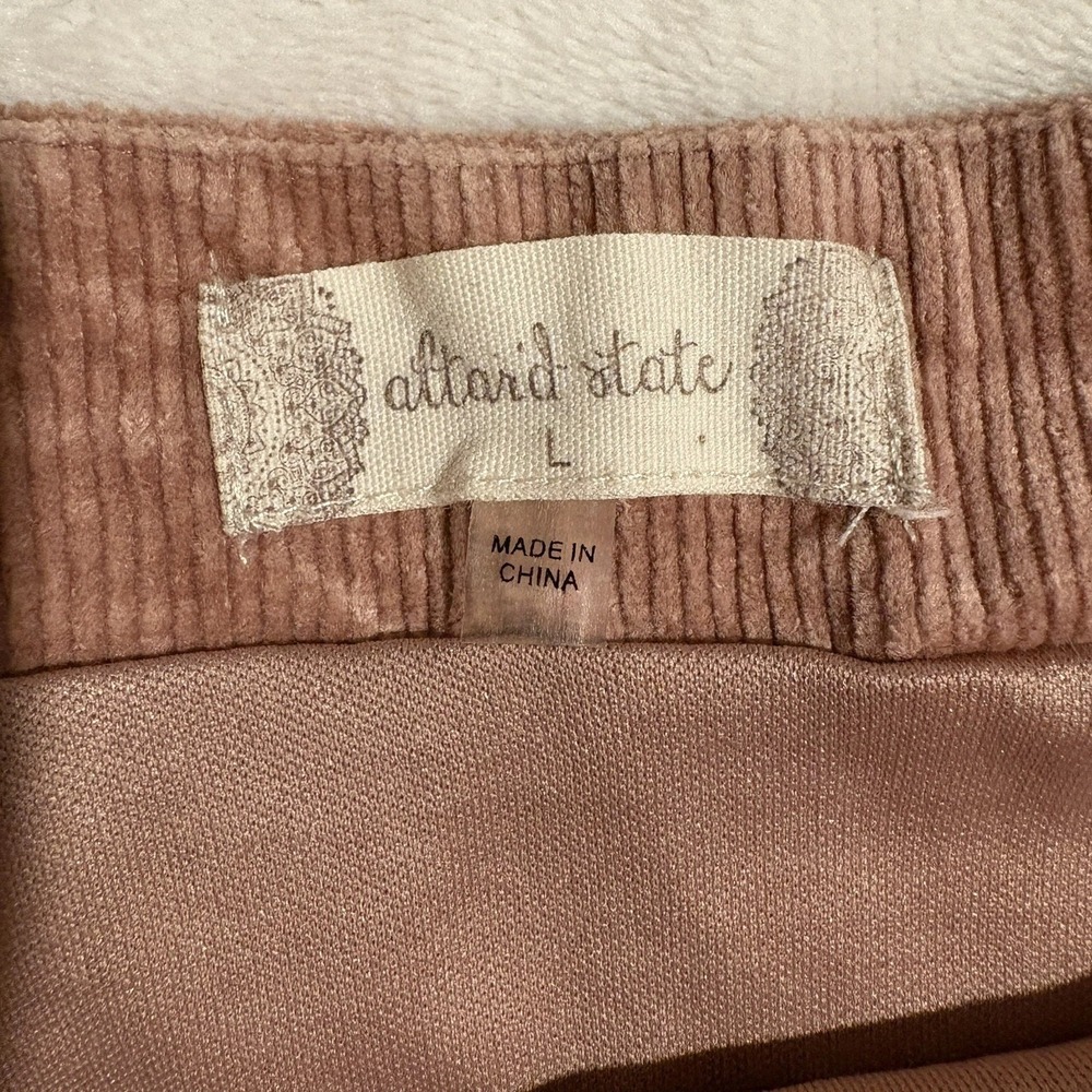Altar'd State Sophia Mini Skirt Pink Corduroy Scalloped Hem Lined Size L - Picture 3 of 7